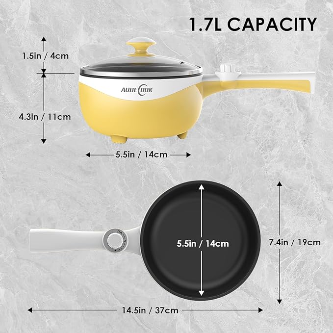 Audecook Hot Pot Electric, 1.7L Mini Electric Skillet Portable Nonstick Sauté - Image 7