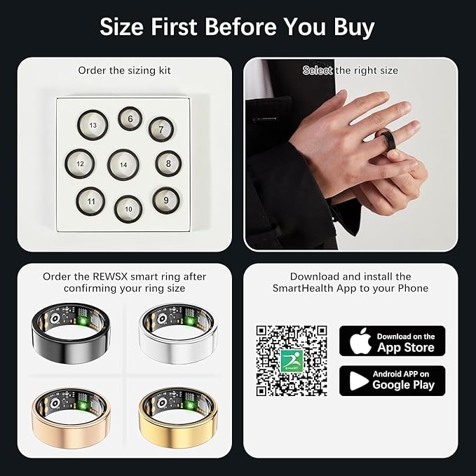 Smart Health Ring for Women Men, Fitness Tracker Ring - Image 8