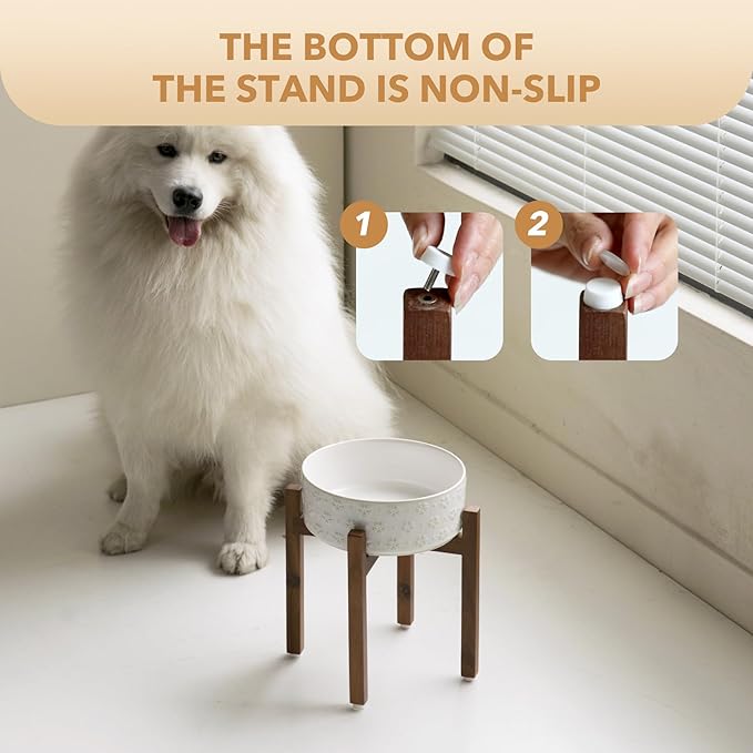 8.2inch Ceramic Raised Dog Bowl Set, Elevated Dog Bowl - Image 5