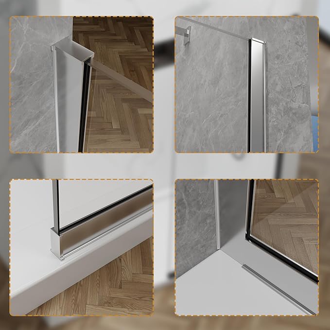 Shower Glass Panel 36" W * 76" H, Semi-Framed Glass Screen, Single Panel - Image 9