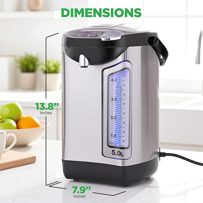 NutriChef Electric Water Boiler and Warmer - 5L/5.28 Qt Stainless Steel Hot - Image 7