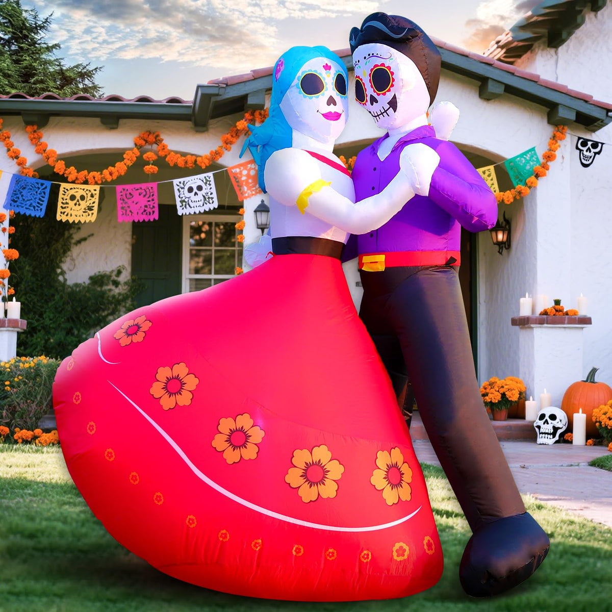 DomKom Halloween Inflatable Blow Up Decorations, Dia de Los Muertos 6FT Day o...