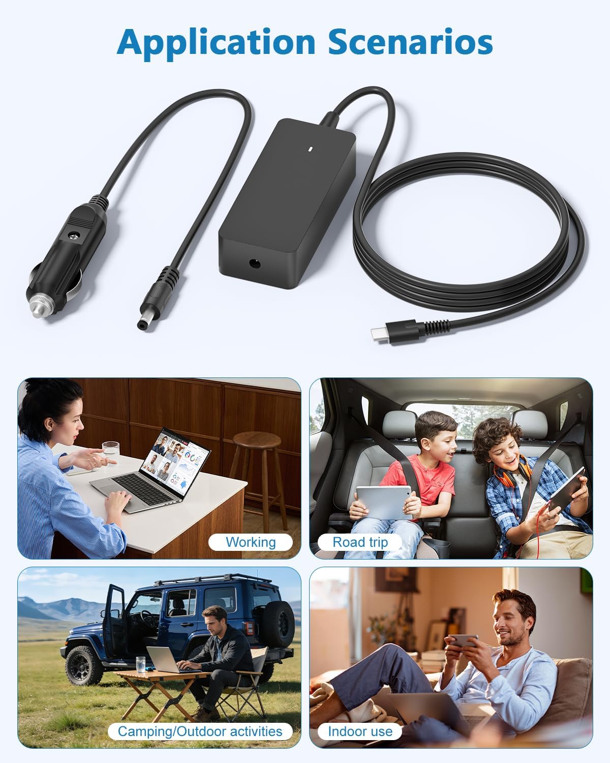 Upgrade USB-C Laptop Car Charger 100W 65W 45W Car Laptop Charger