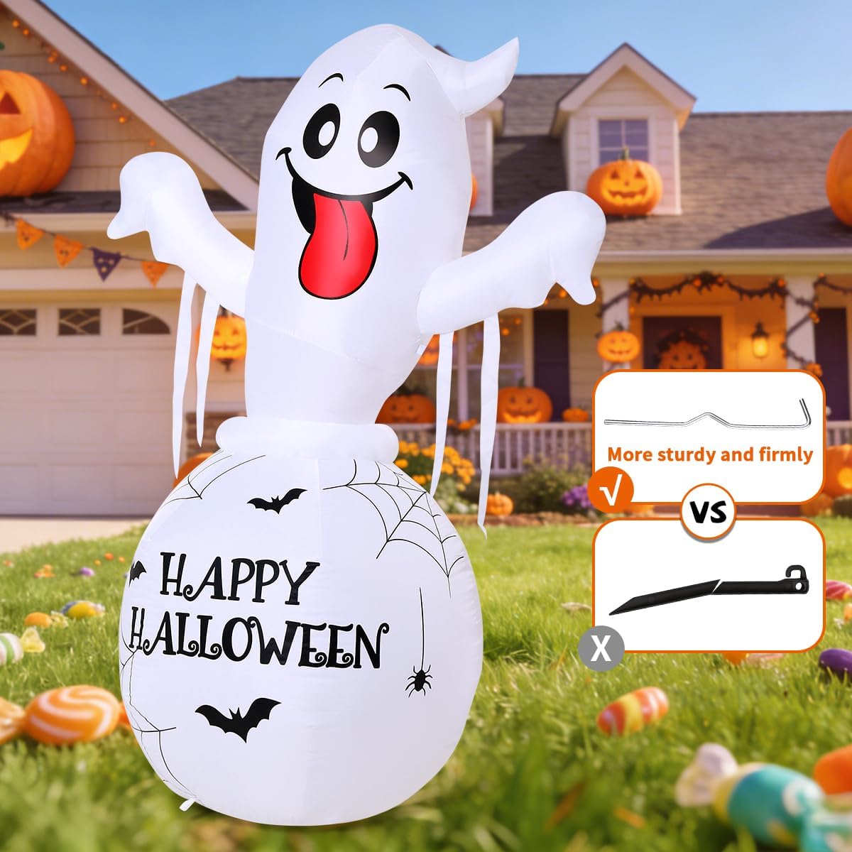 COMIN 6FT Halloween Inflatables Decorations Ghost in Bottle Yard LEDs Decor