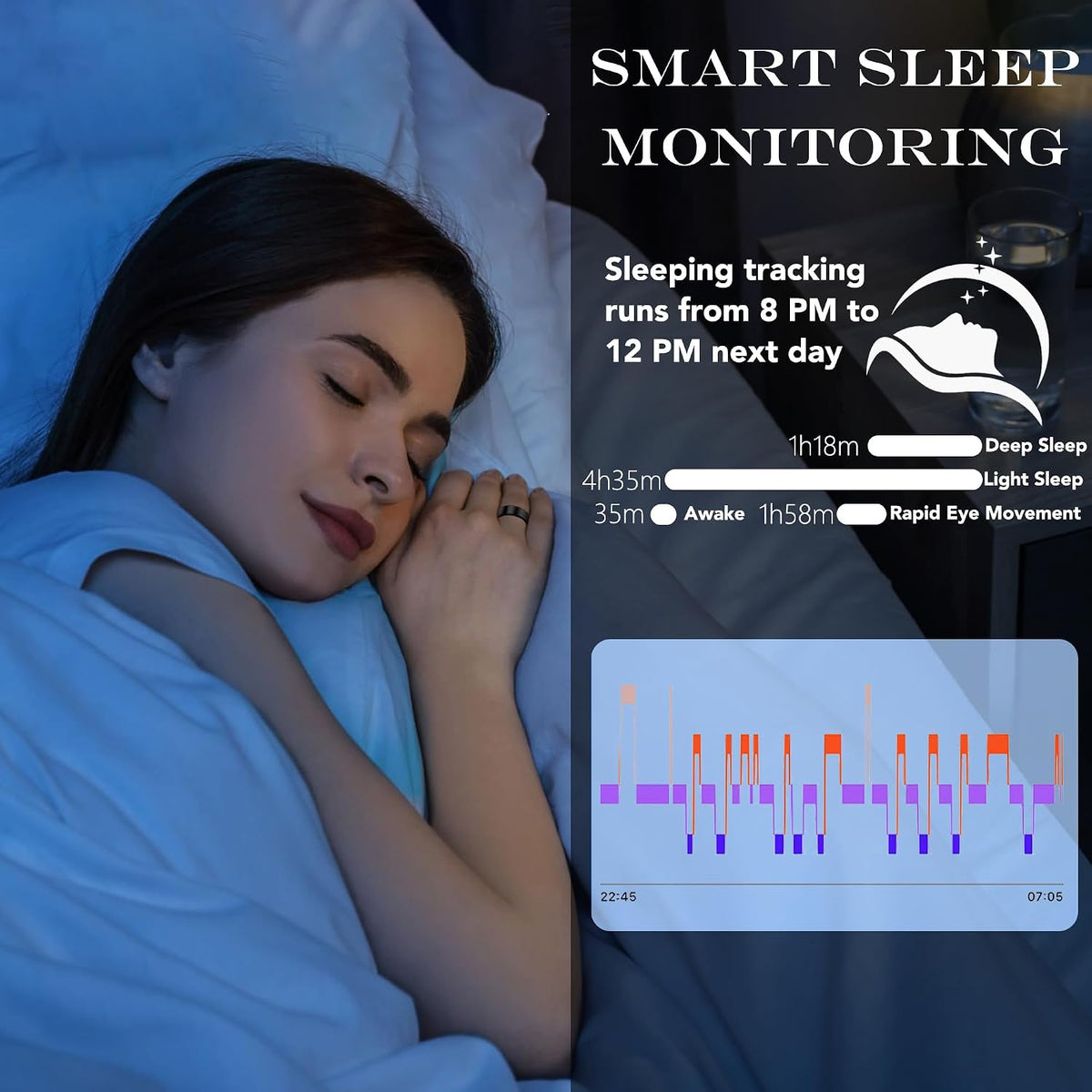Smart Health Ring Fitness Tracker for Men Women, Gold 8