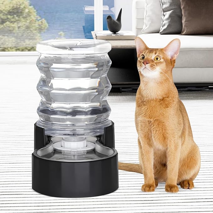 RIZZARI Dog Water Bowl Dispenser: 5L Black Stainless Steel Gravity Feeder - Image 7