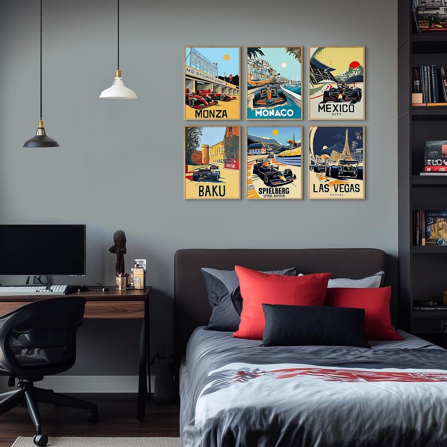 Tocliky F1 Poster Race Car Wall Art F1 Room Canvas Wall Decor Racing Posters Race Car Prints Vintage Racing Aesthetic Pictures Artwork for Boys Men Room Bedroom 8x10 Inch Unframed Set of 6