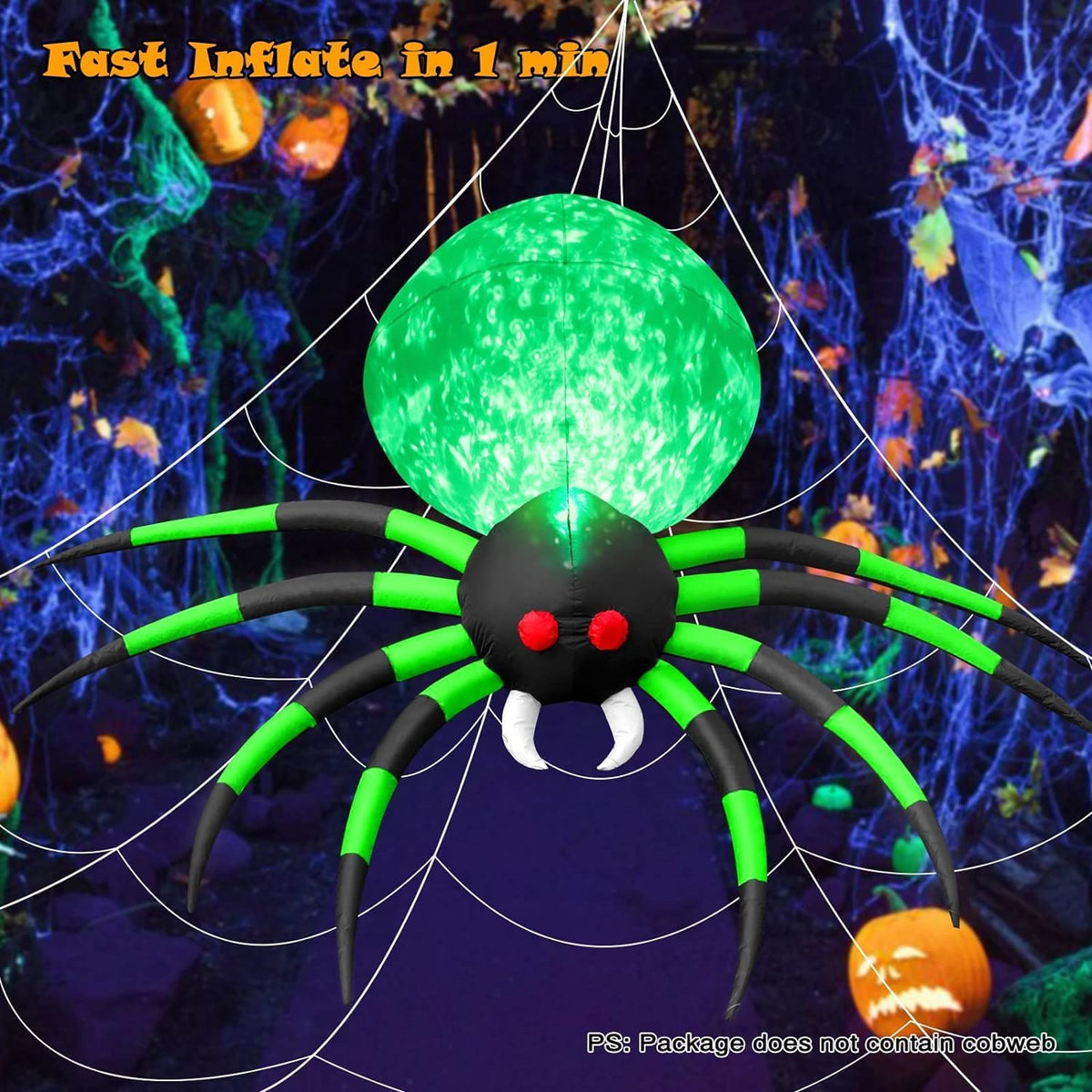 8 FT Halloween Inflatables Spider Outdoor Decorations for Yard, Giant Blow up...