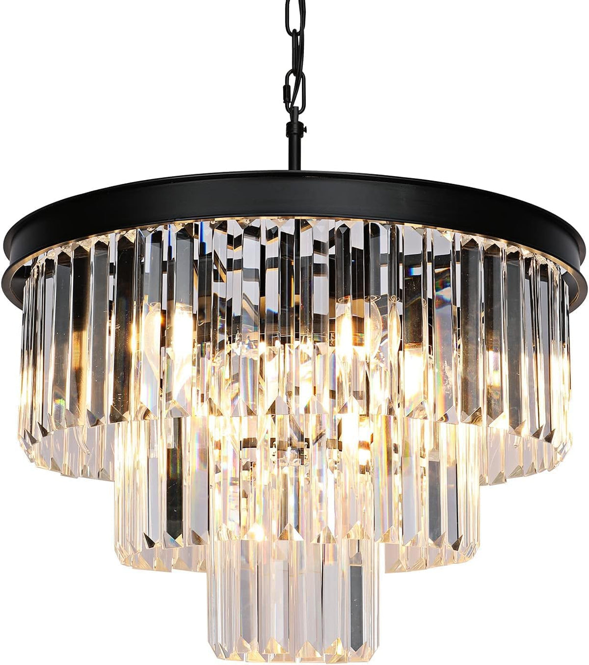 Weesalife Black Crystal Chandeliers for Dining Room๏ผ9-Lights D20 Inch