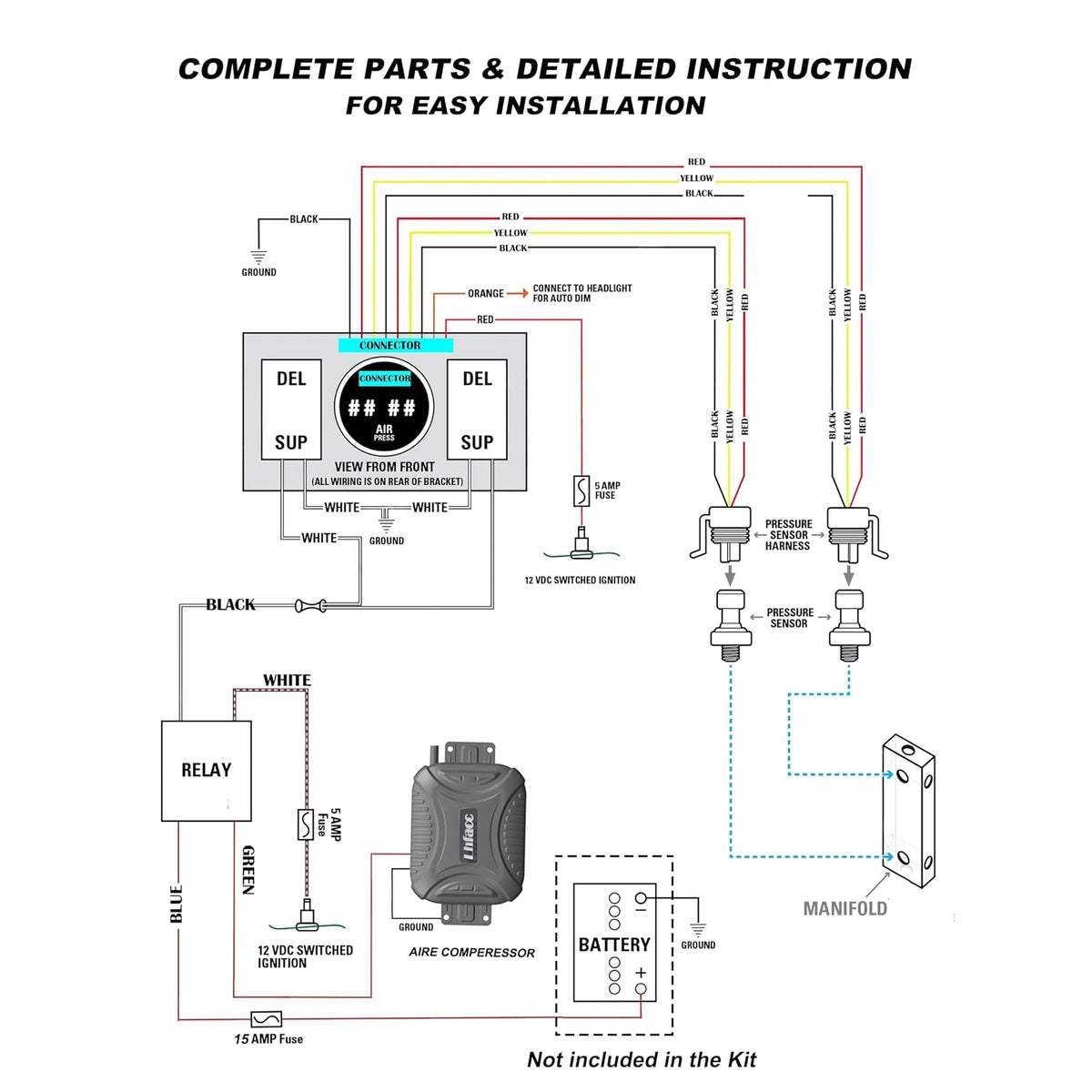 On Board Air Compressor System Air Pump System with Digital Dual Path Air Gau...
