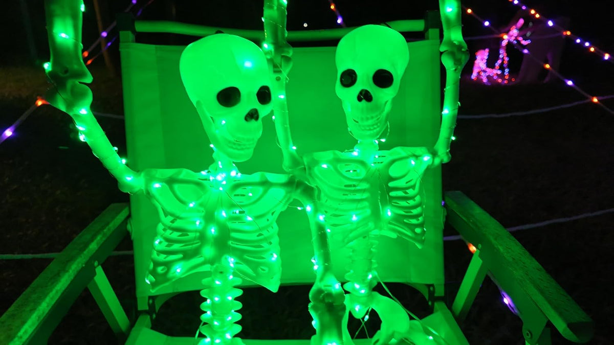 2Pack36 Halloween Light up Skeleton Deco(350 Green Lights,6H autoโOff)