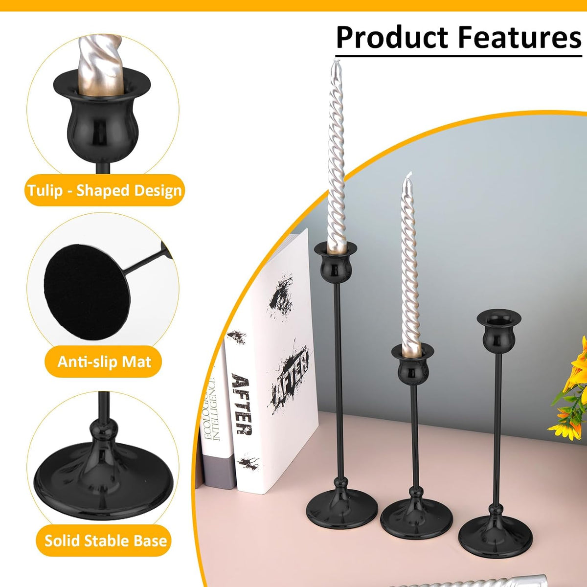 Taper Candle Holder Tall Vintage Metal Candlestick Holders Candle Stick Cande...