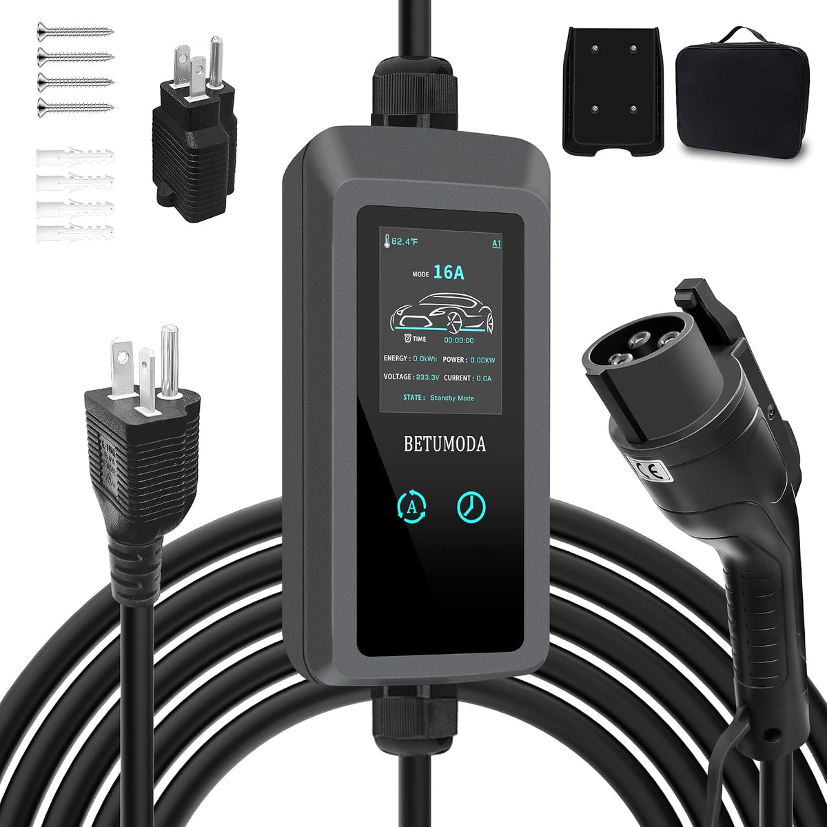 Level 1 EV Charger - 2.8 Inch LED Touch Screen, 25FT, 110V/240V