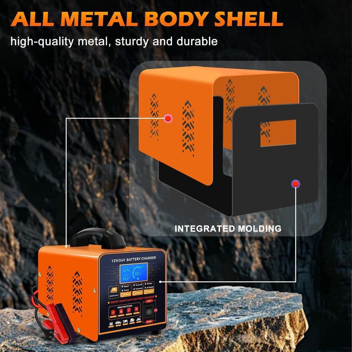 SolaMr 12V 24V Heavy Duty Car Battery Charger, 0-20A Automatic Trickle Charge...