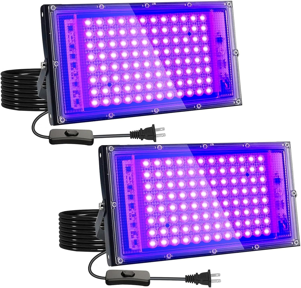 2 Pack 100W UV Black Light, IP65 Waterproof, Glow Party Light, Stage Lighting...