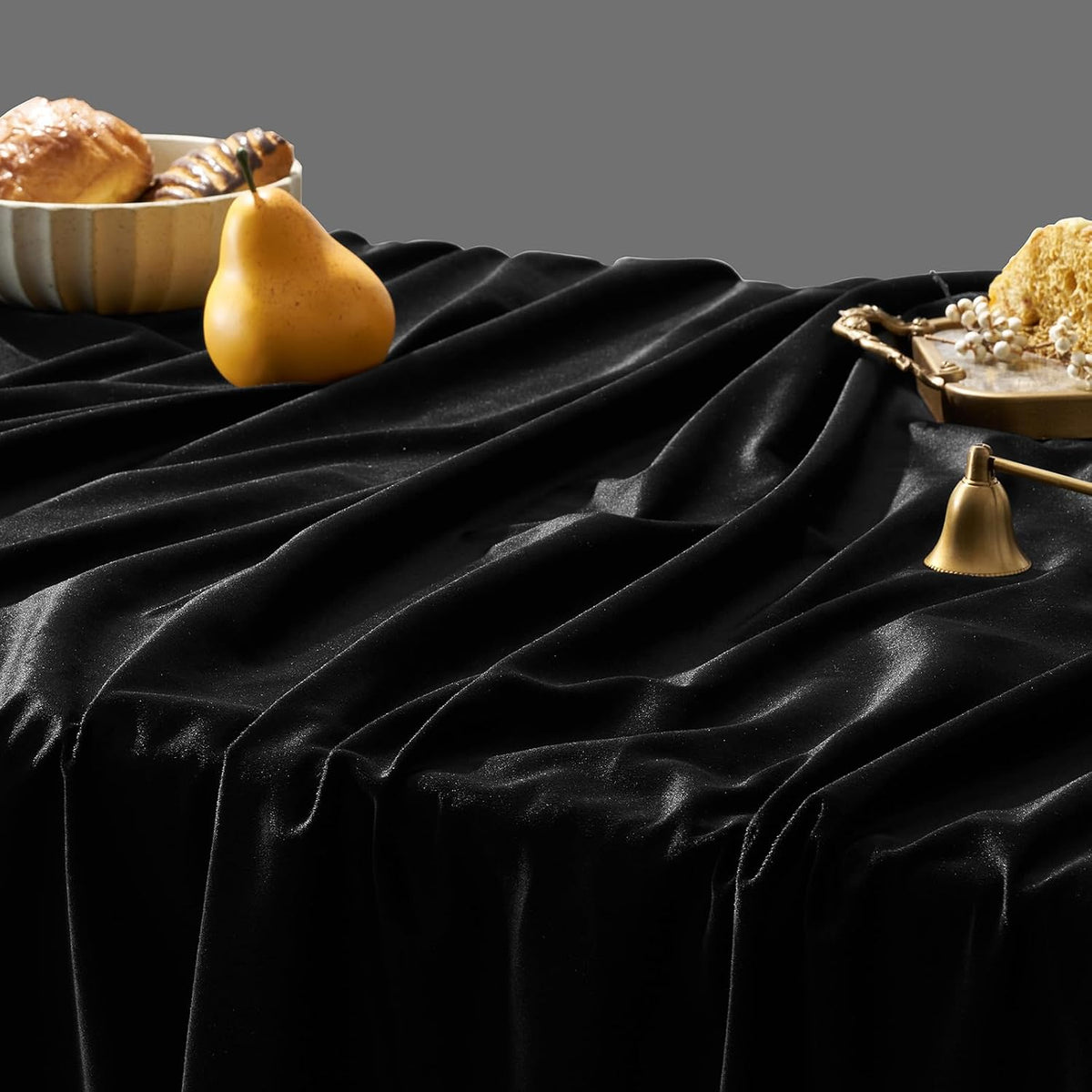 Gothic Black Velvet Tablecloths Rectangular: Halloween Luxury Table Cloth