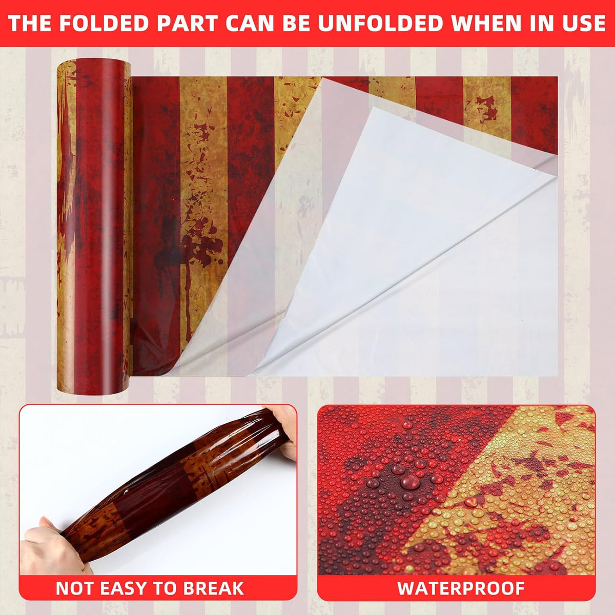 HunnmingRe 200 ft Creepy Carnival Tablecloth Roll, Halloween Tablecloth