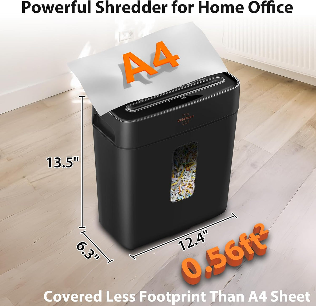vidateco 6-sheet cross cut paper shredder for home on a desk or shelf