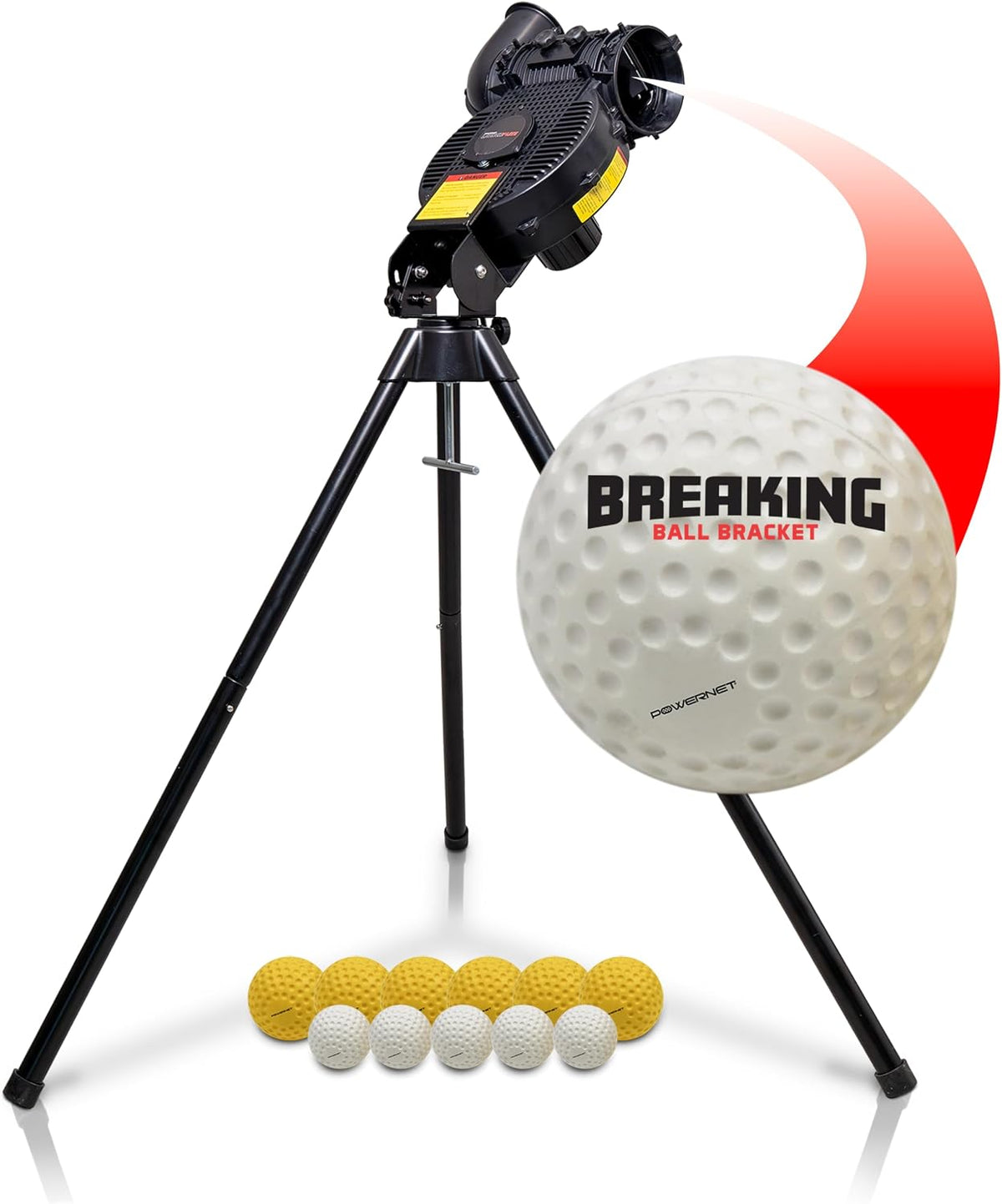 PowerNet Launch F-lite Softball & Baseball Pitching Machine, Dimpled Prac...