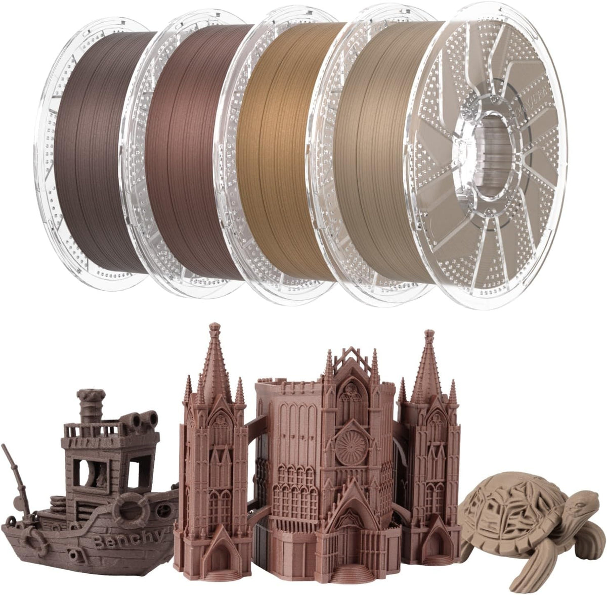 Chitu Systems Wood PLA Filament Bundle, 3D Printer PLA 1.75mm Cherry Walnut W...