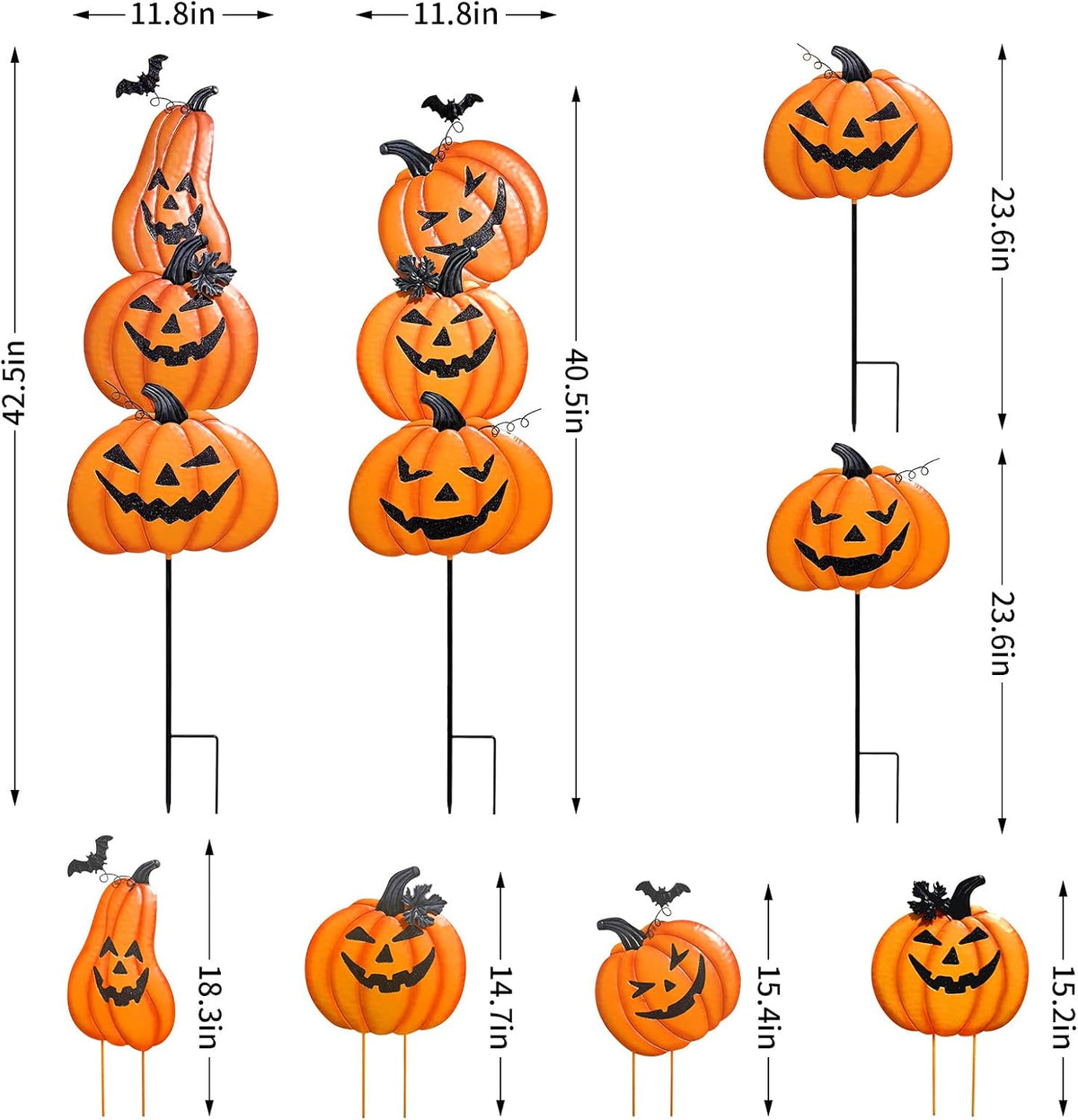 2 Pack Halloween/Thanksgiving Garden Stakes, Outdoor Party Dรฉcor Stacked Meta...