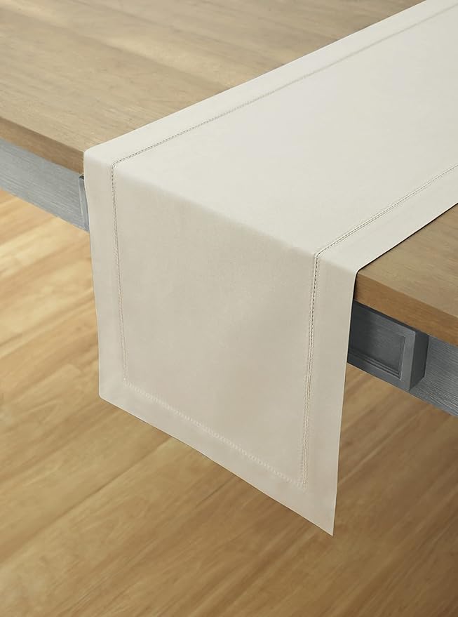Solino Home Cotton Linen Table Runner 72 Inches Long - Hemstitch Linen Table ...