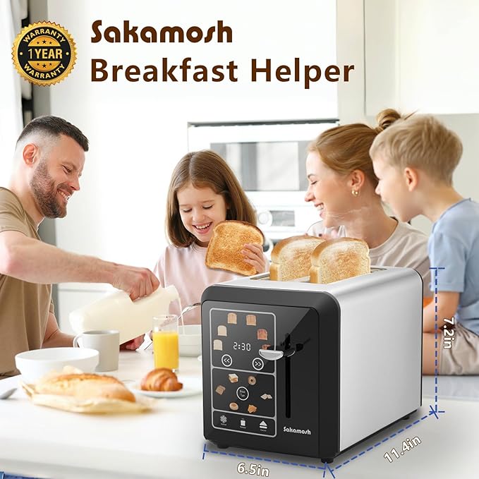 Touch Screen Toaster 2 Slice, Smart Digital Toasters, 6 Browning Levels & 6 - Image 9