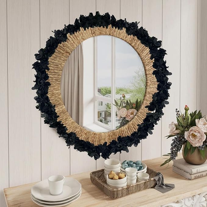 8Pcs 63Ft Black Rose Garland, Fake Rose Hanging Flowers, Artificial Flower Vi...