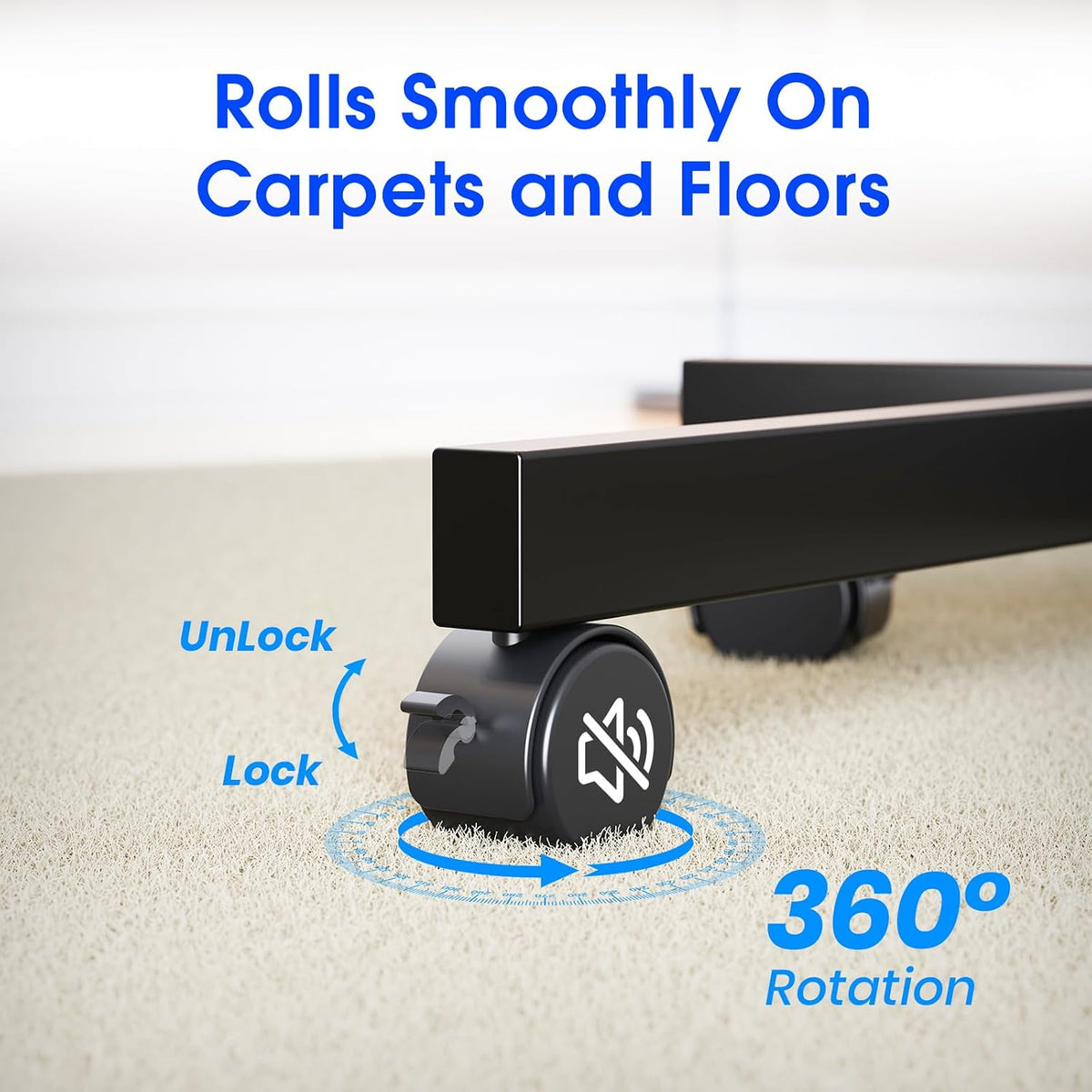 Rolling TV Stand, Mobile TV Stand for 23-60 Inch LCD LED TVs, Black