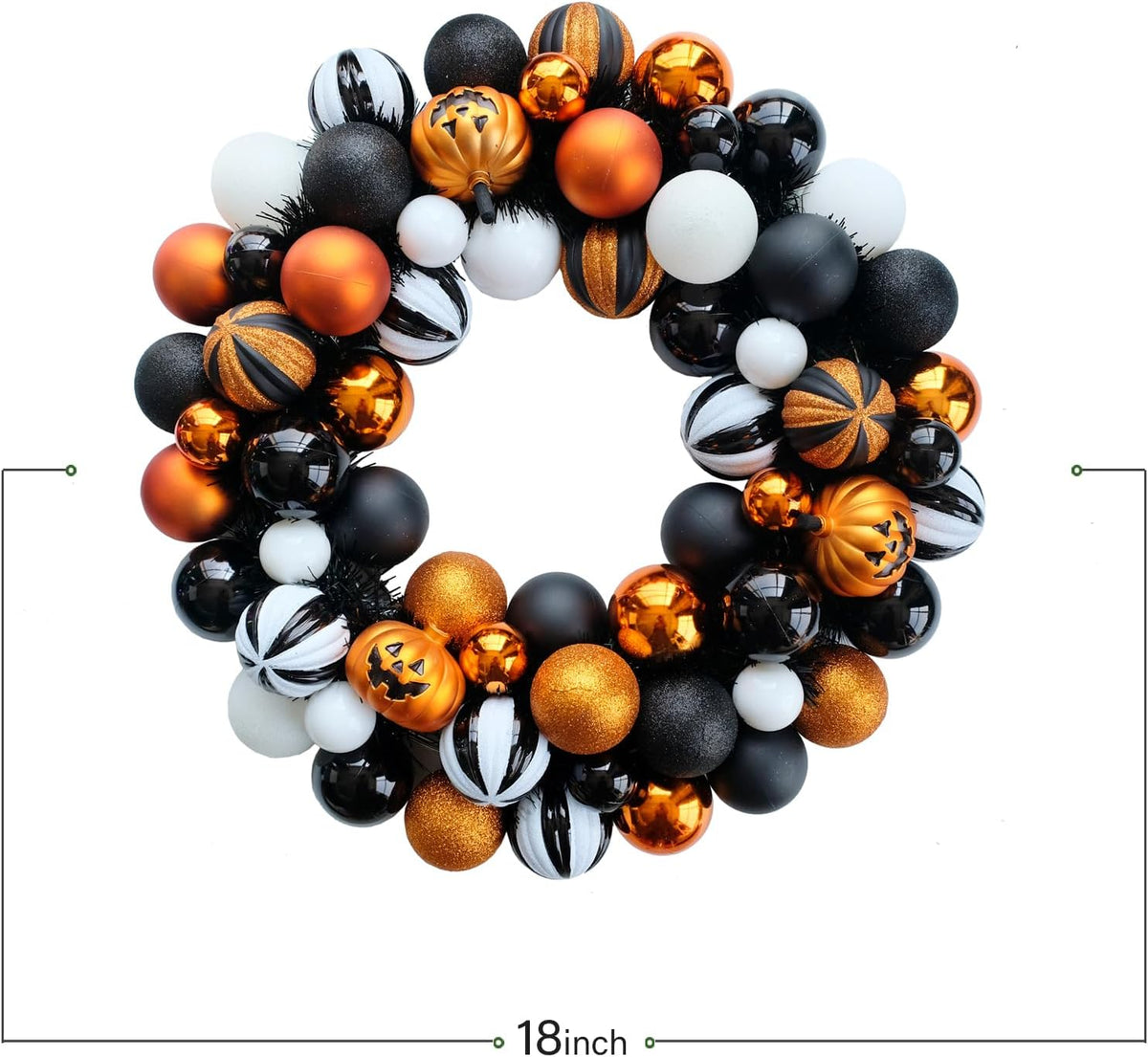 Happy Halloween Wreath for Front Door, 18โ Artificial Ball Wreaths Door Decor...