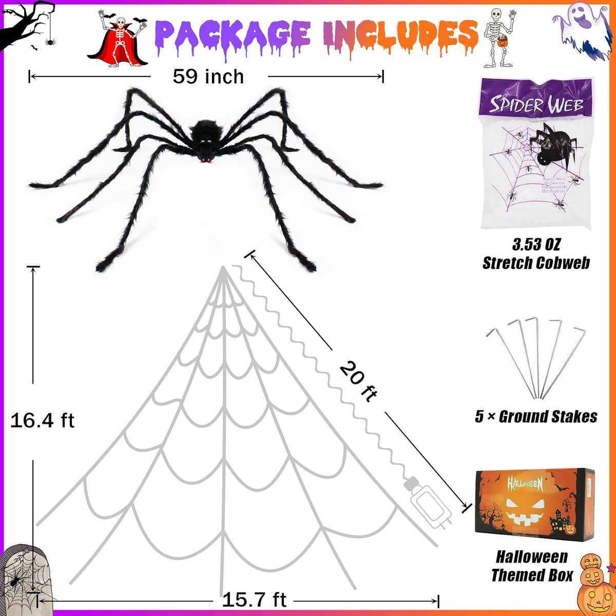 Halloween Spider Web Lights Decoration 455 LED Spider Webs Halloween Decorati...