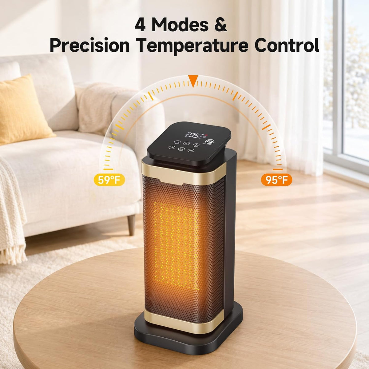 Space Heater for Indoor Use,1500W PTC Ceramic Heater with Thermostat&Remote