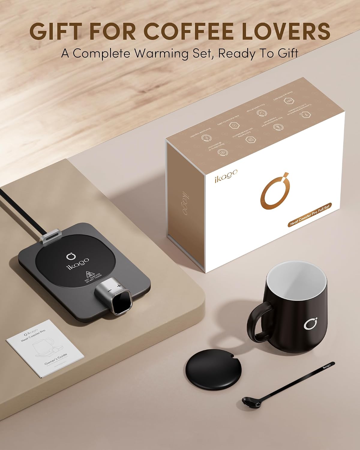 Coffee Cup Warmer & iKago Mug Set, 1โ Precise Temp Control Mug Warmer