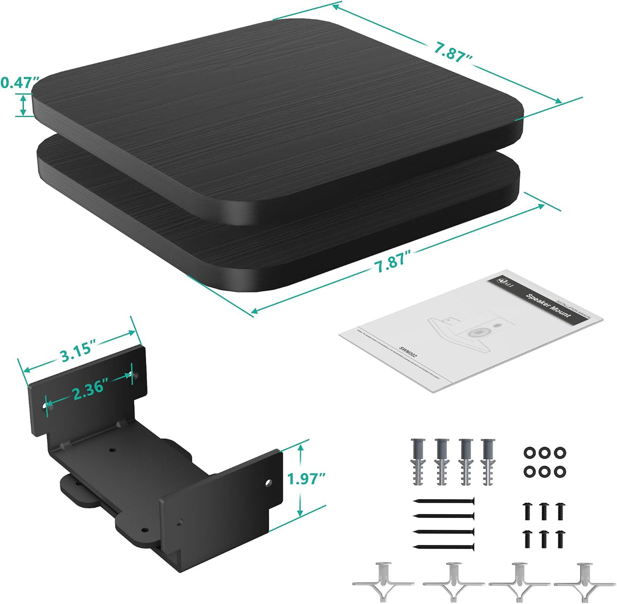WALI Surround Sound Speaker Wall Mount, 1 Pair Heavy Duty Floating Shelf