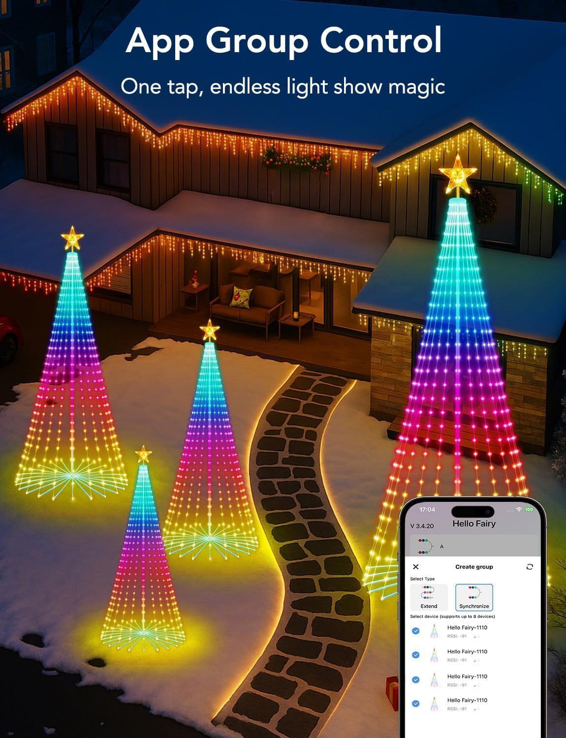 Popotan Halloween Outdoor Christmas Tree, 7FT 295 LED, RGB App Control