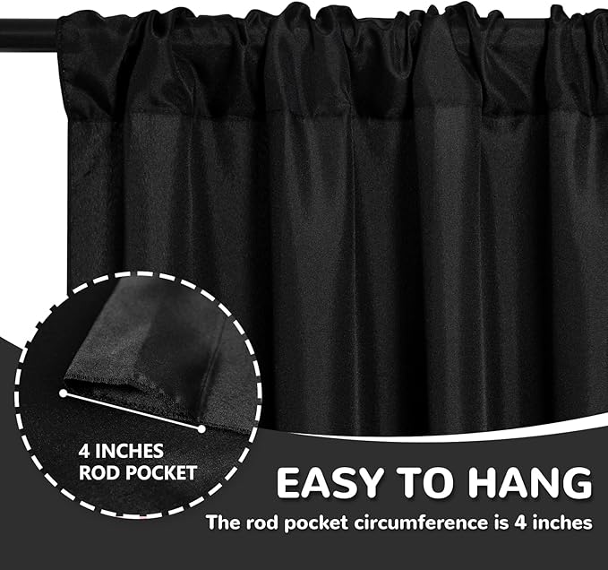 MEETSKY Black Backdrop Curtains for Parties - 10ft x 8ft Party Photo Backgrou...