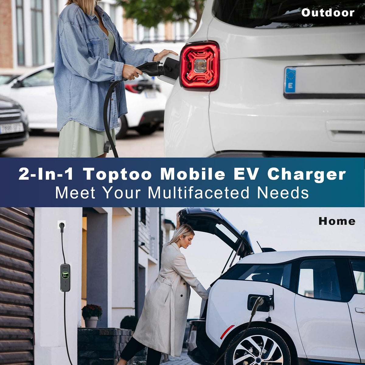 1+2 EV Charger Level Portable Electric Car Charger 6-20P 16A Power Plug 3.5KW...