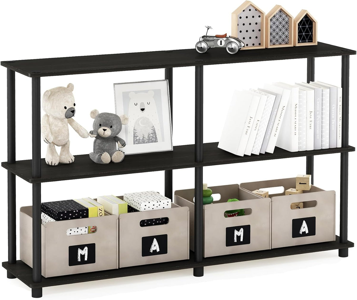 Furinno TURN-N-TUBE Storage Shelves, 3-Tier 47.4 Wide Book Shelf, Corner Shel...