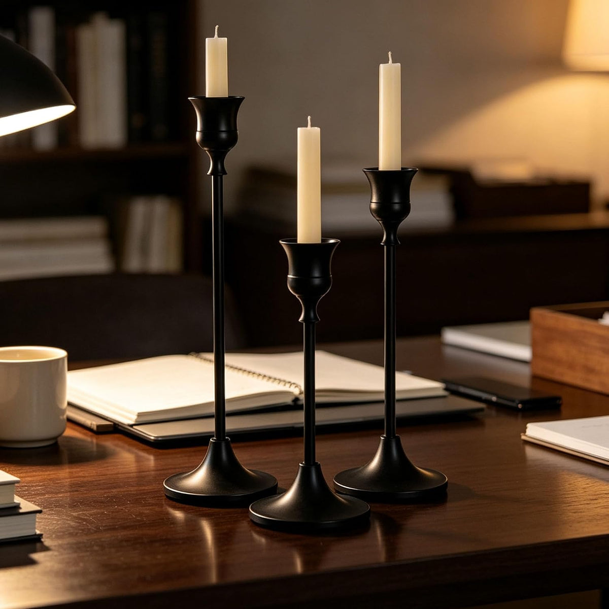 12PC Black Candlestick Holders Halloween Taper Candle Holders Fall Decor