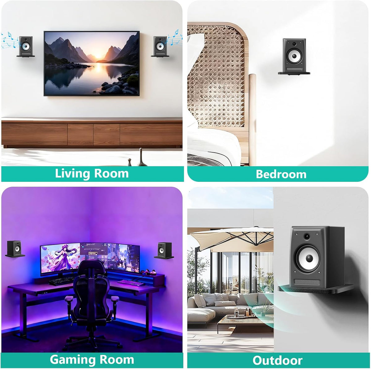 WALI Surround Sound Speaker Wall Mount, 1 Pair Heavy Duty Floating Shelf