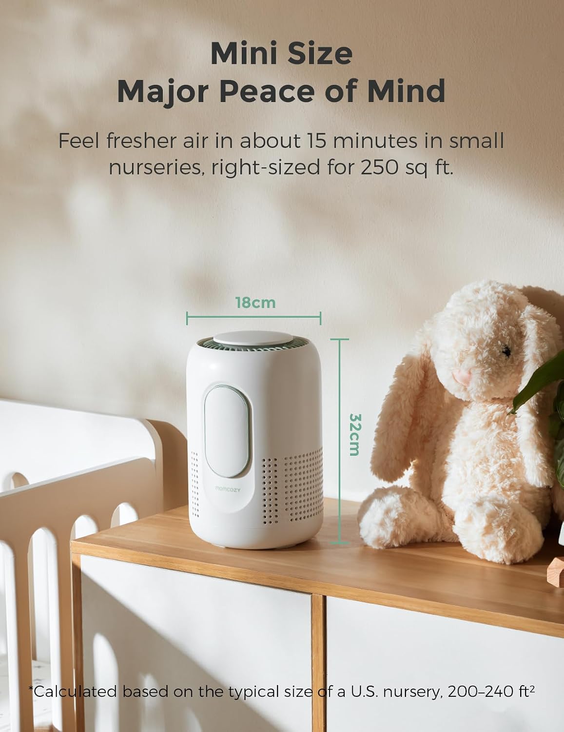 Momcozy Air Purifier for Bedroom with Dimmable Night Light for Small Room