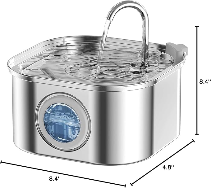 Cat Water Fountain, 3.2L/108oz Stainless Steel Pet Water Fountain, cat Fountain - Image 7