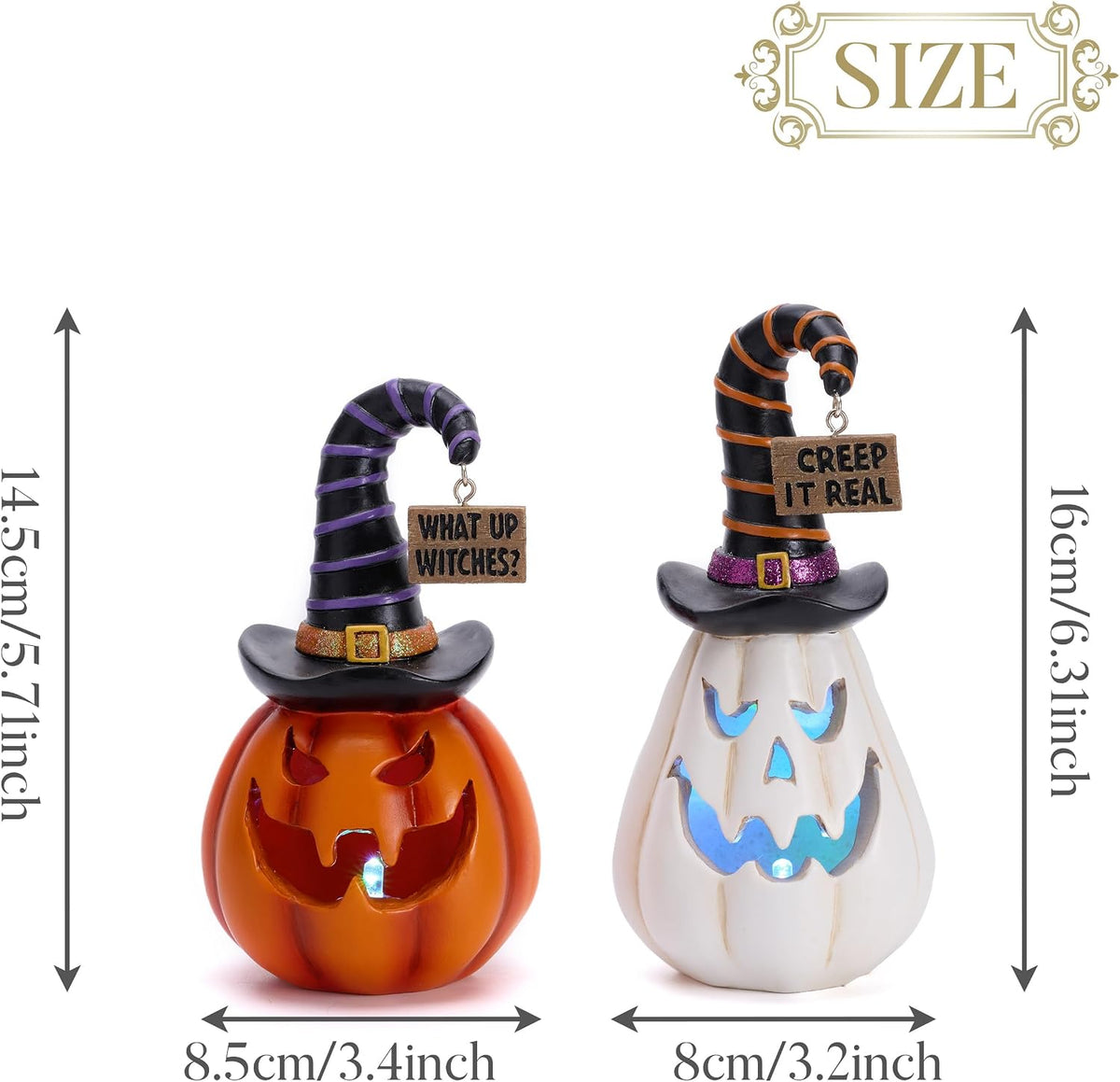 Valery Madelyn Pumpkin Halloween Decorations Indoor for Home, 2Pcs Resin Hall...
