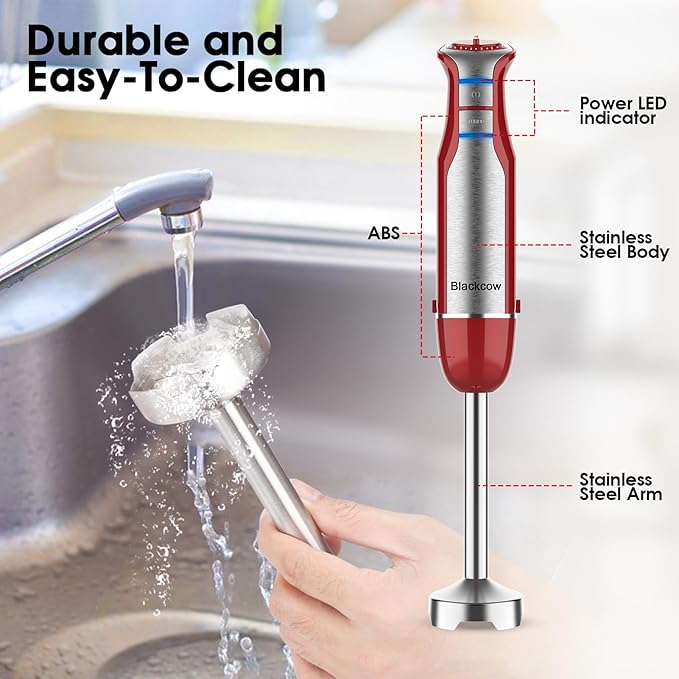 Blackcow Immersion Blender Handheld, 800W Powerful Electric Hand Blender - Image 6