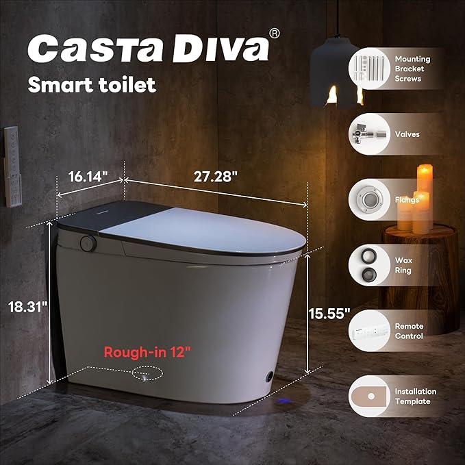 Casta Diva Smart Toilet with Bidet Built in, Auto Open/Close Lid, 1000g MaP - Image 9