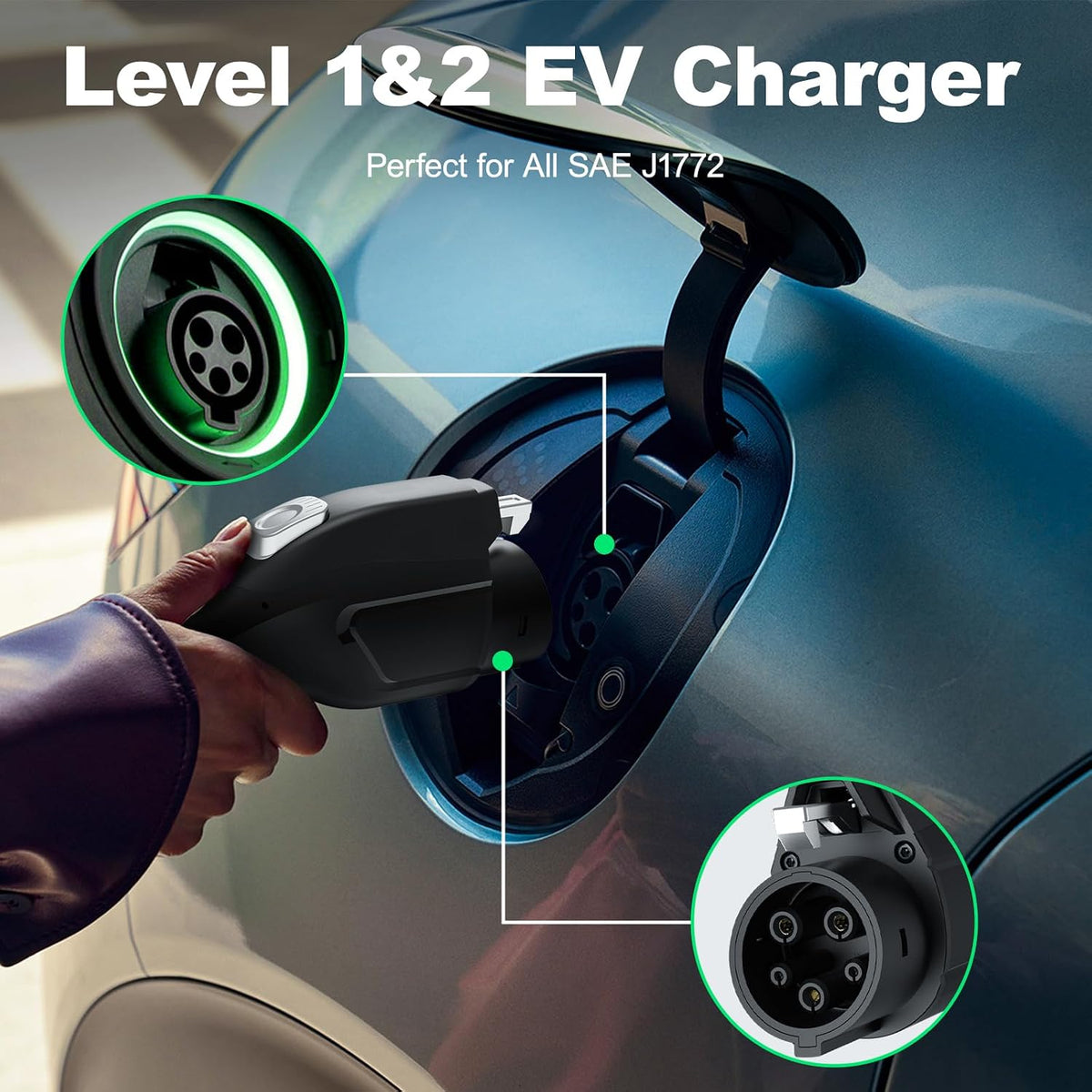 Level 1&2 EV Charger, Electric Vehicle Portable Charger with 20FT Cable, ...