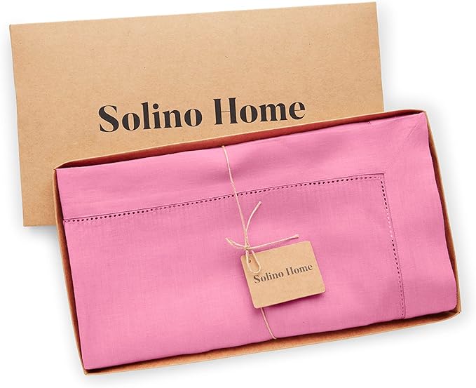 Solino Home Linen Tablecloth for Rectangle Tables 60 x 120 Inch - Classic Hem...