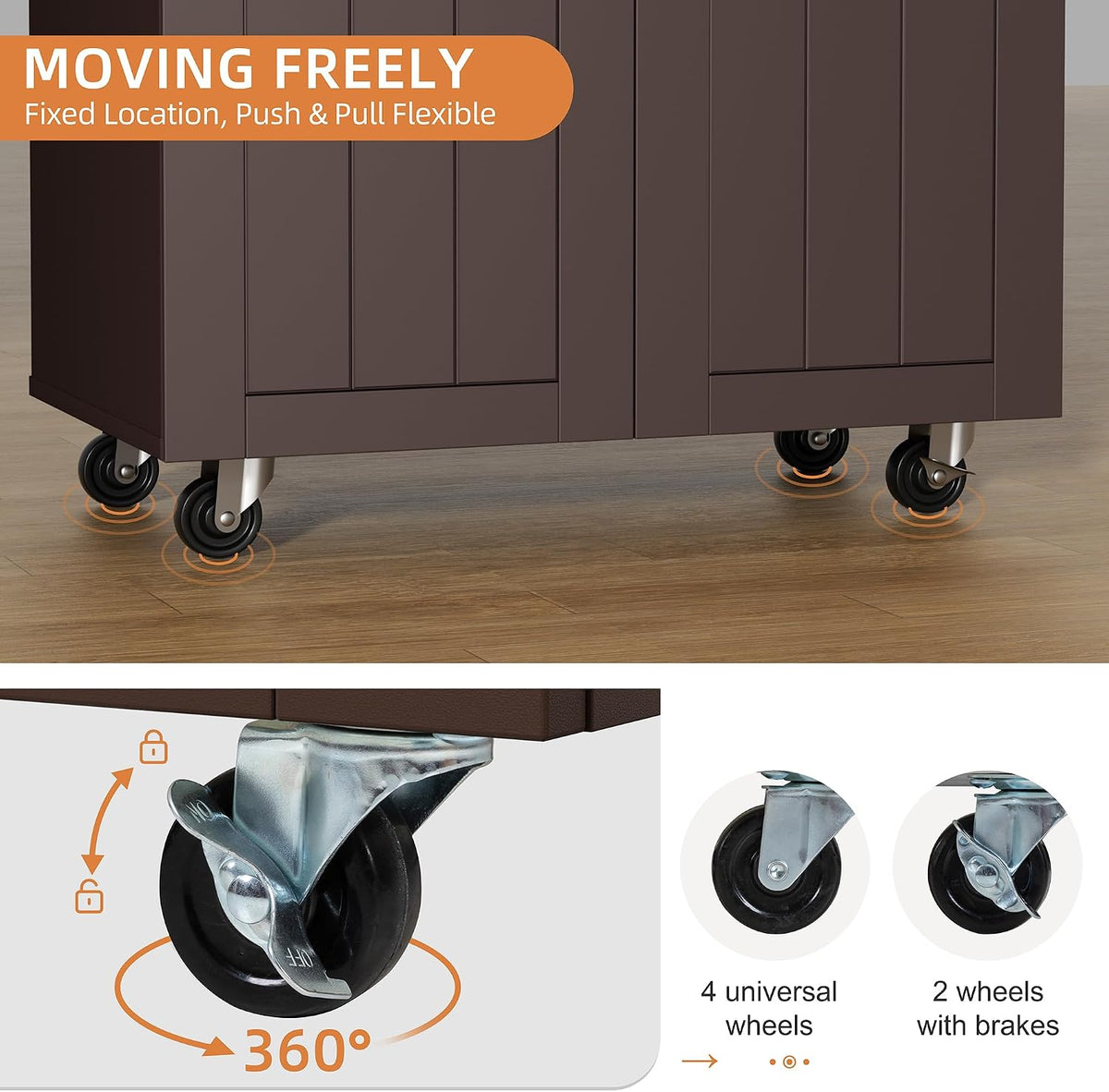 Shintenchi Kitchen Island Cart with Storage, Rolling Microwave Table