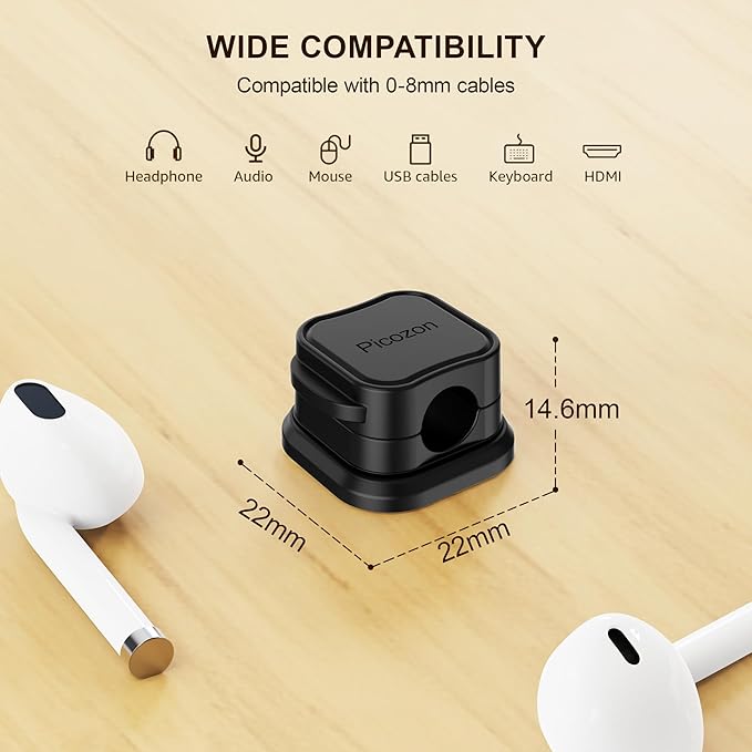 12 Pack Magnetic Cable Clip Organizer Cord Holder, Picozon Adhesive Cable - Image 7