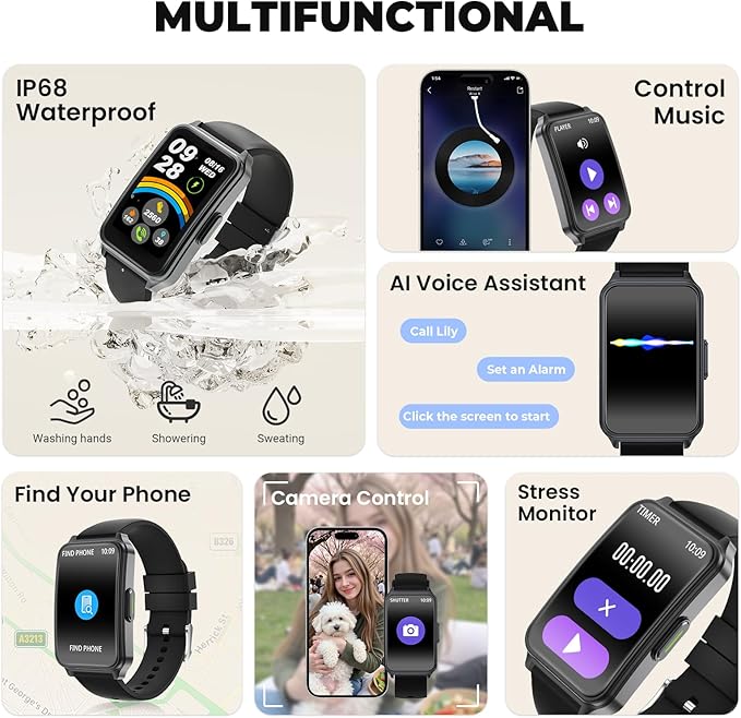 Fitness Tracker,Smart Watch 24/7 Heart Rate Spo2 Blood Oxygen Monitor Sleep - Image 8